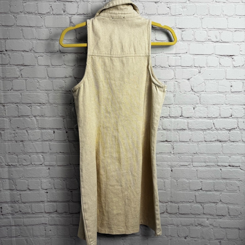 Vici neutral beige safari zip up sleeveless mini dress medium bodycon retro chic - Picture 4 of 7